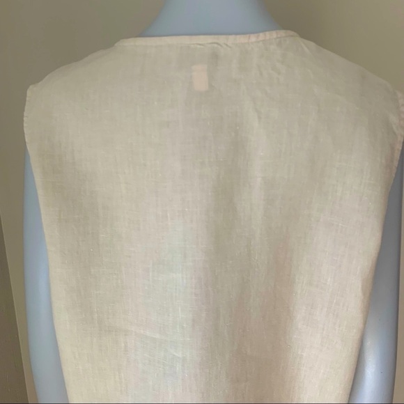 EILEEN FISHER 100% Linen Button Up Sleeveless Top Tunic Beige Sand Summer Size S - Picture 13 of 16